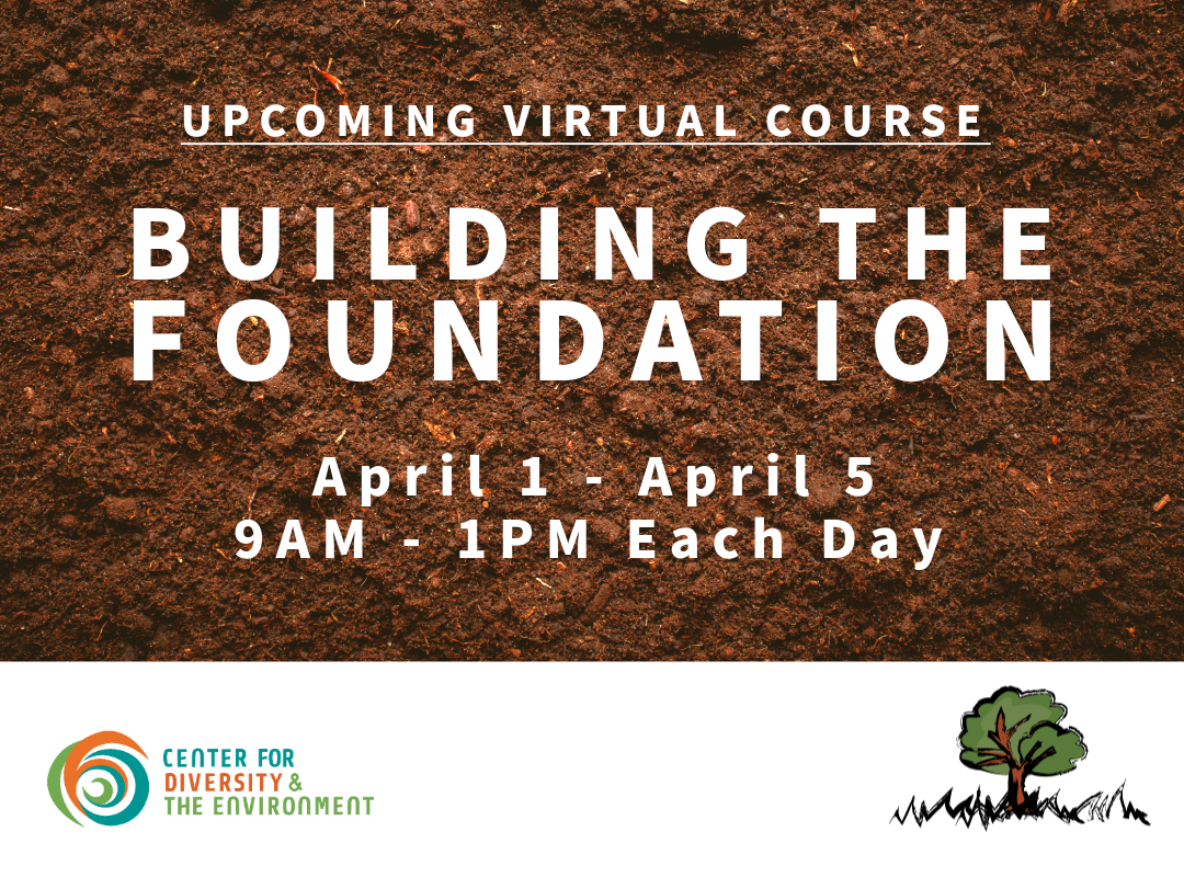 Upcoming Virtual Course: Building the Foundation. Runs April 1-5 from 9am to 1pm each day.